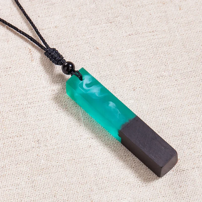 Retro Black sandalwood long rope necklace