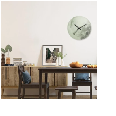 Wall Clock Luminous Modern Wooden Clock Moon Clock Amazon Best Selling Wall Watch Quartz Clock Luminous