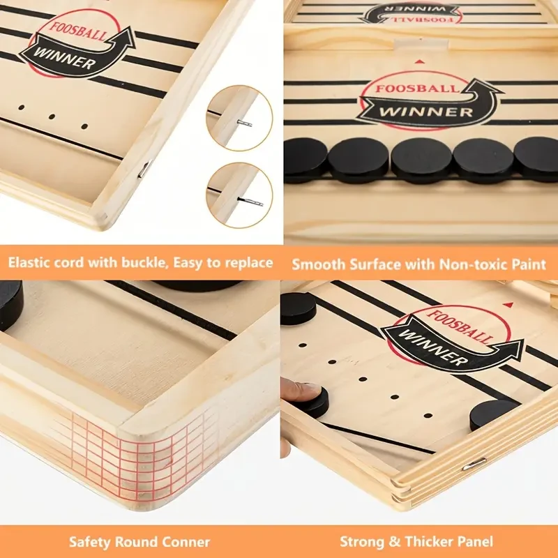 Wooden Bouncing Chess Game - Interactive Tabletop Hockey