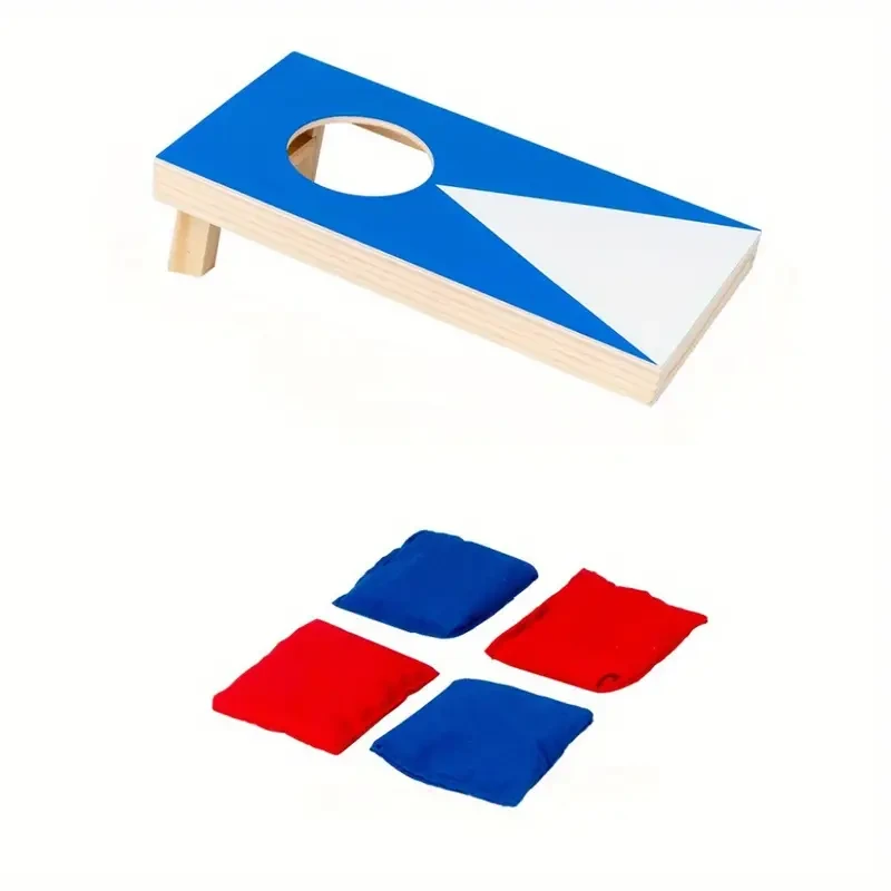 Solid Wood Cornhole Board with 4 Red Bean Bags