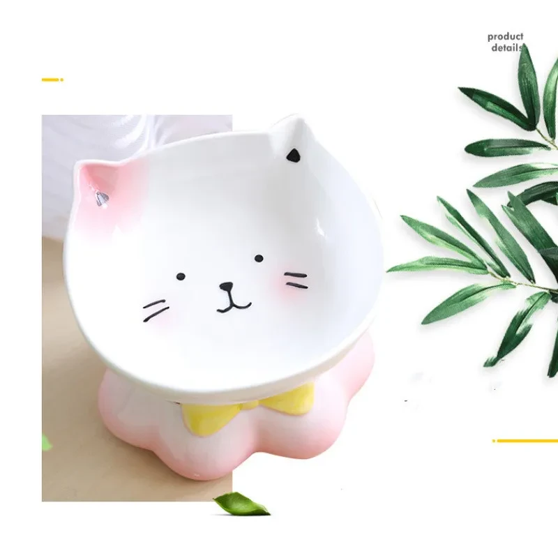 Ceramic cat bowl cats protect cervical vertebrae