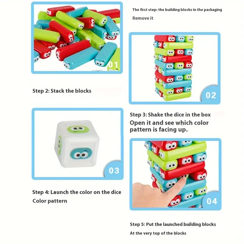 30pcs Colorful Stacking Blocks Game - Fun Educational Toy for Family Gatherings