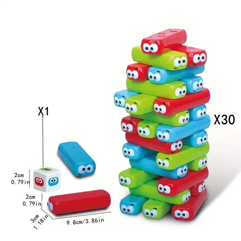 30pcs Colorful Stacking Blocks Game - Fun Educational Toy for Family Gatherings