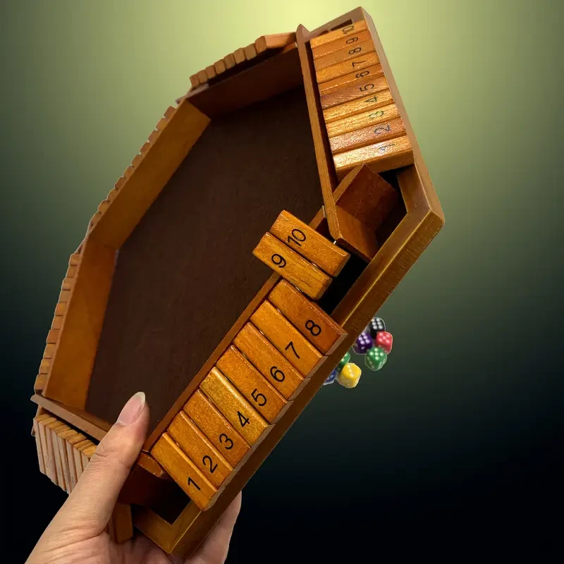 Classic Family Game Night Wooden Shut The Box Board Game