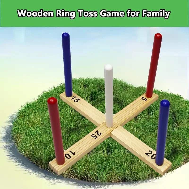 Family Games - Rustic Wooden Ring Toss Game (All Weather)