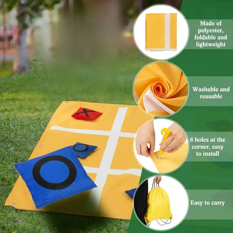 Microfiber Bean Bag Toss Game with Grid Design
