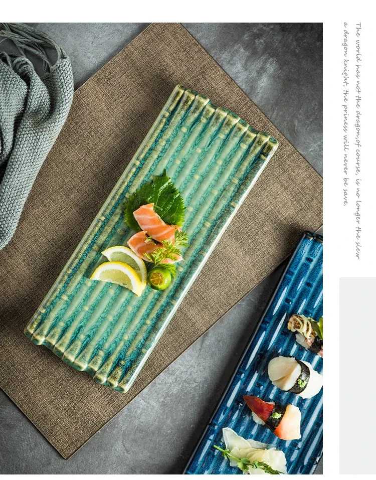Creative Ceramic Strip Flat Plate Cheese Pizza Tray