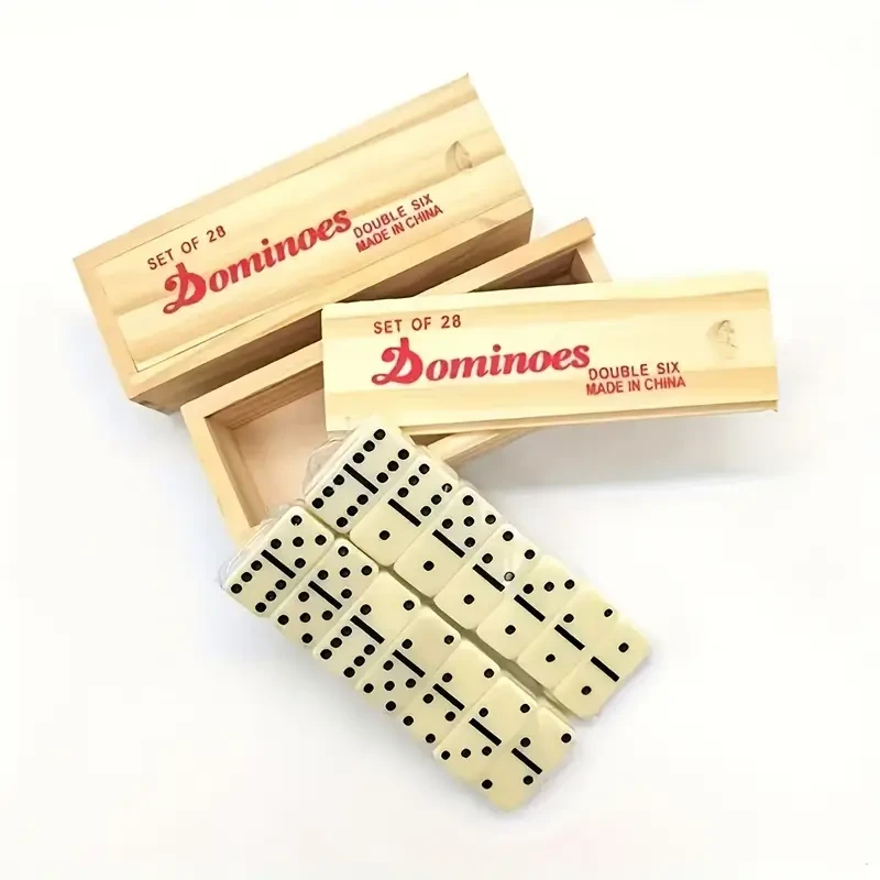 28pcs Double Six Dominoes Set with Wooden Storage Box