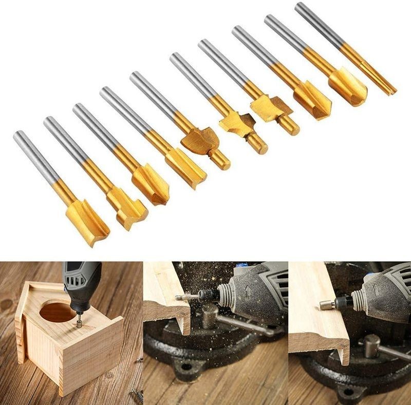 10pcs HSS Routing Router Bits Rotary