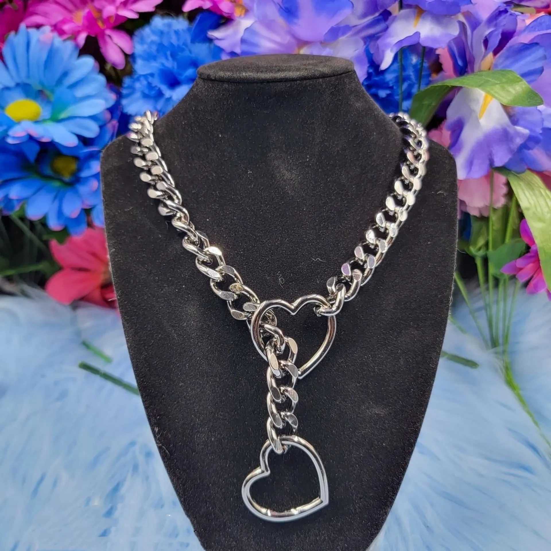 Metal Heart Pendant Necklace Nightclub
