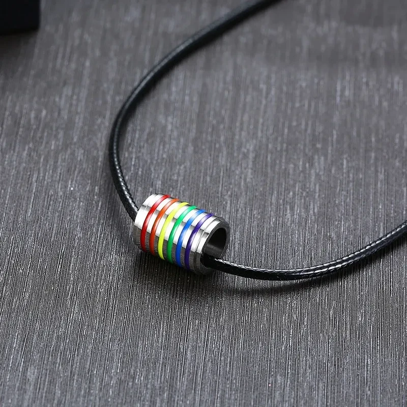 Rainbow Pendant Titanium Steel Necklace