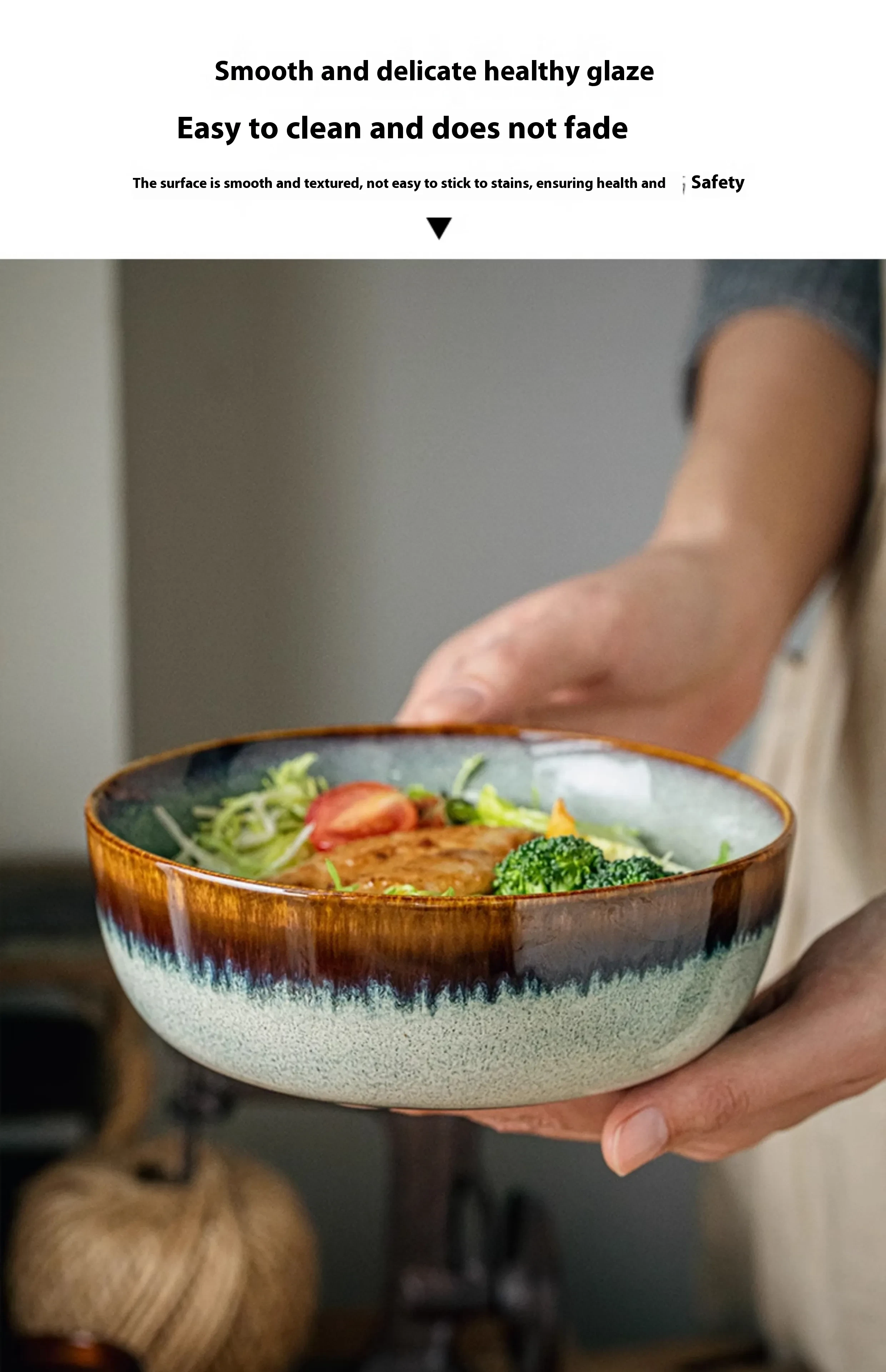 Tableware 65-inch Noodle Bowl Retro Ceramic Bowl
