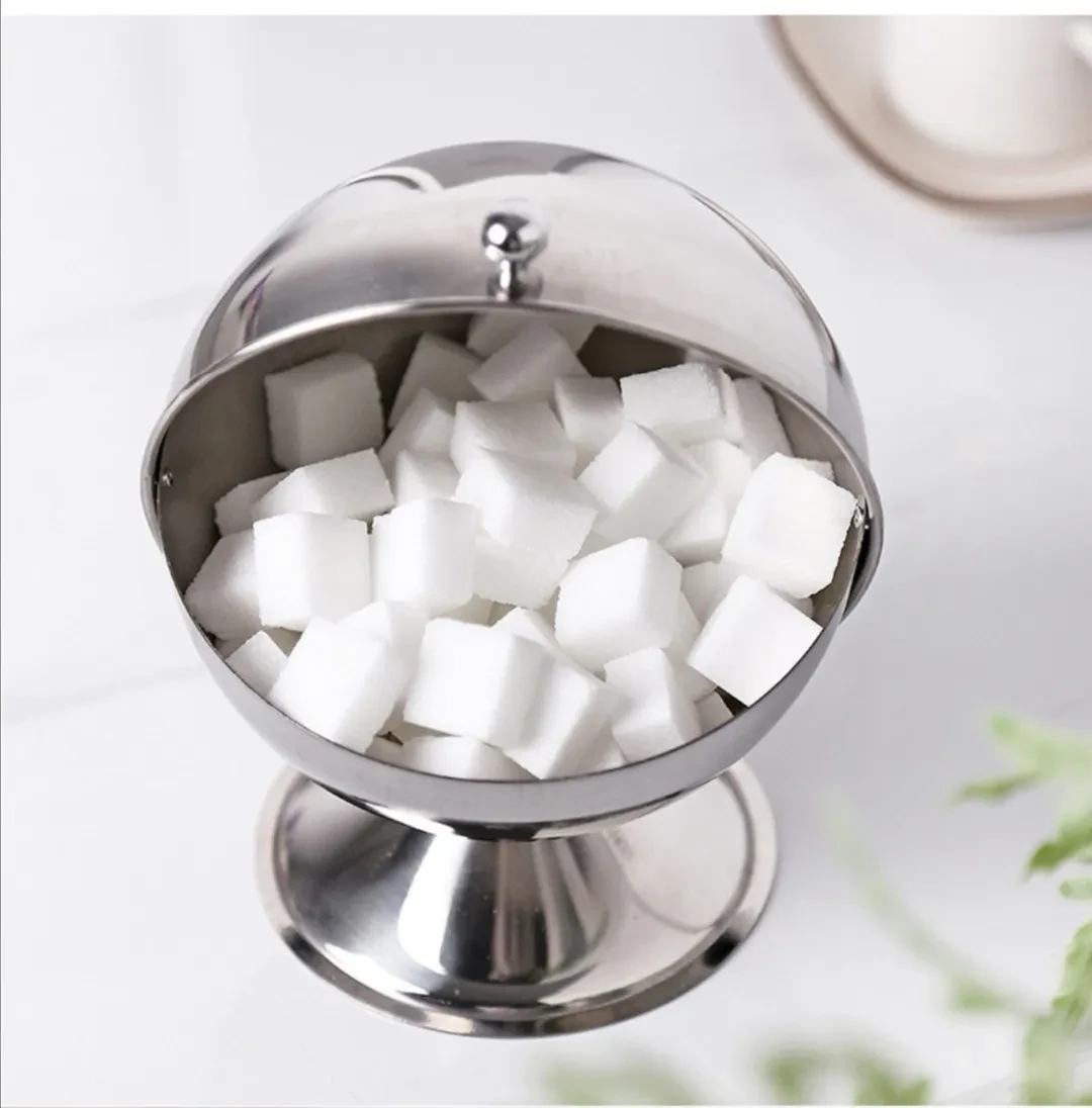 Stainless Steel Spherical Flip Sugar Bowl Storage Tank