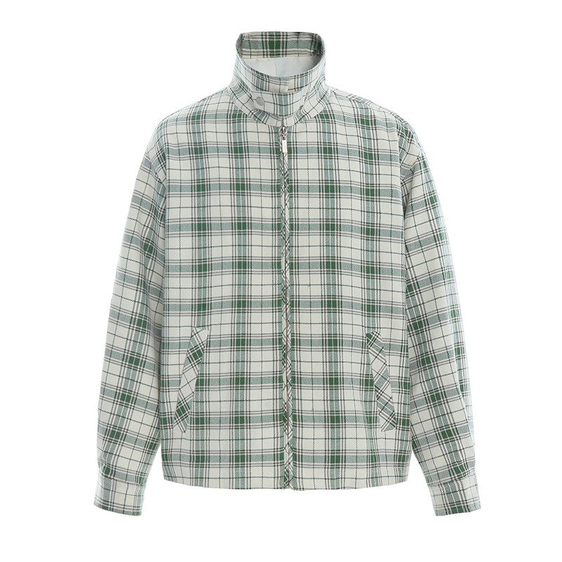 Original Design Jacket In Green Plaid Fabric