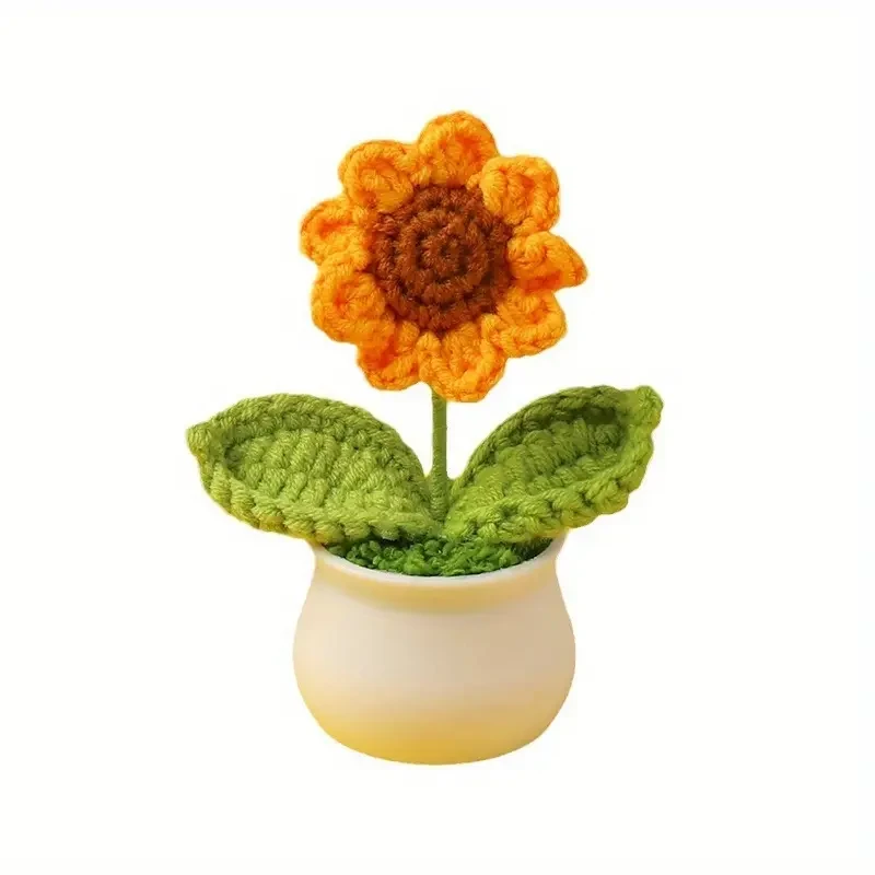1pc Handcrafted Crochet Sunflower in Mini Pots