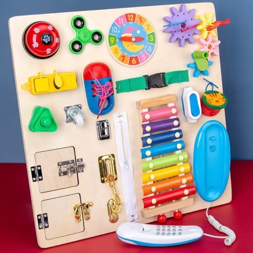 Montessori Busy Board Teaching Aids Early Childhood Education Puzzle