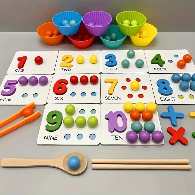 A set of wooden number counting games