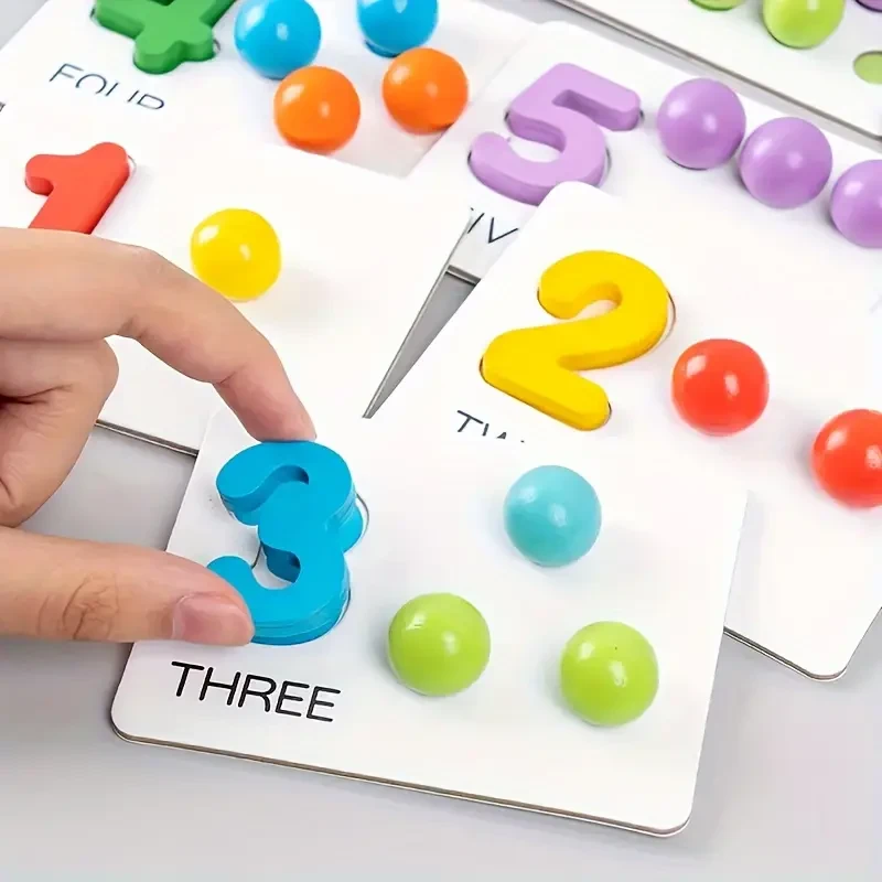 A set of wooden number counting games