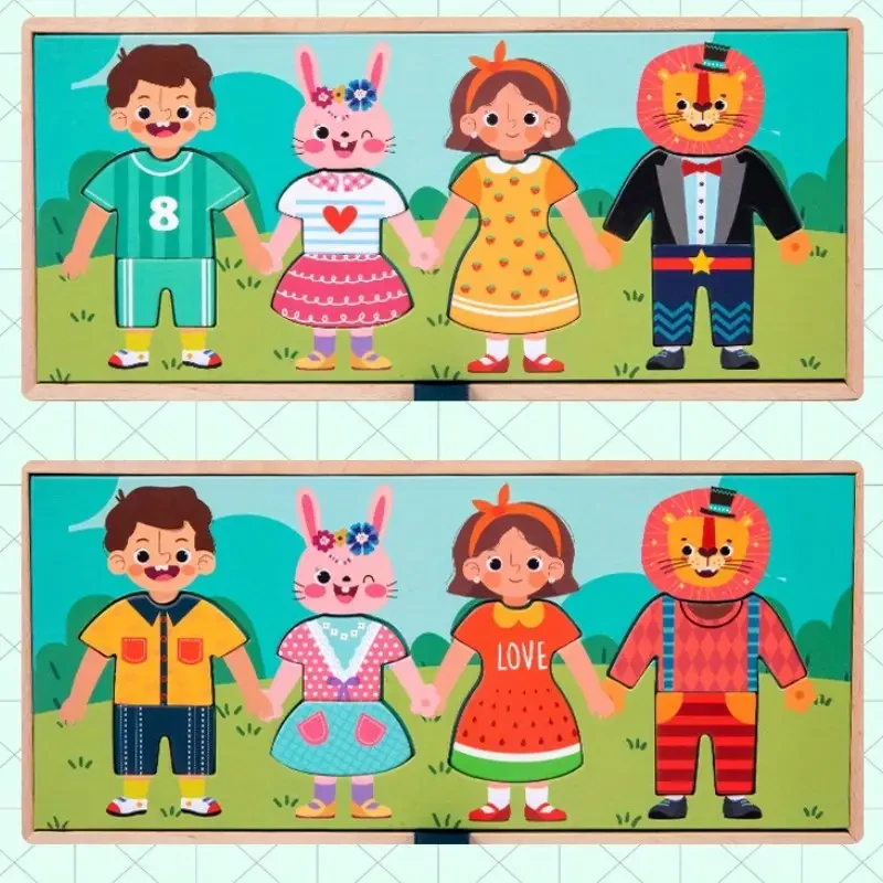 Children's Wooden Clothes Changing Puzzle Jigsaw Puzzle