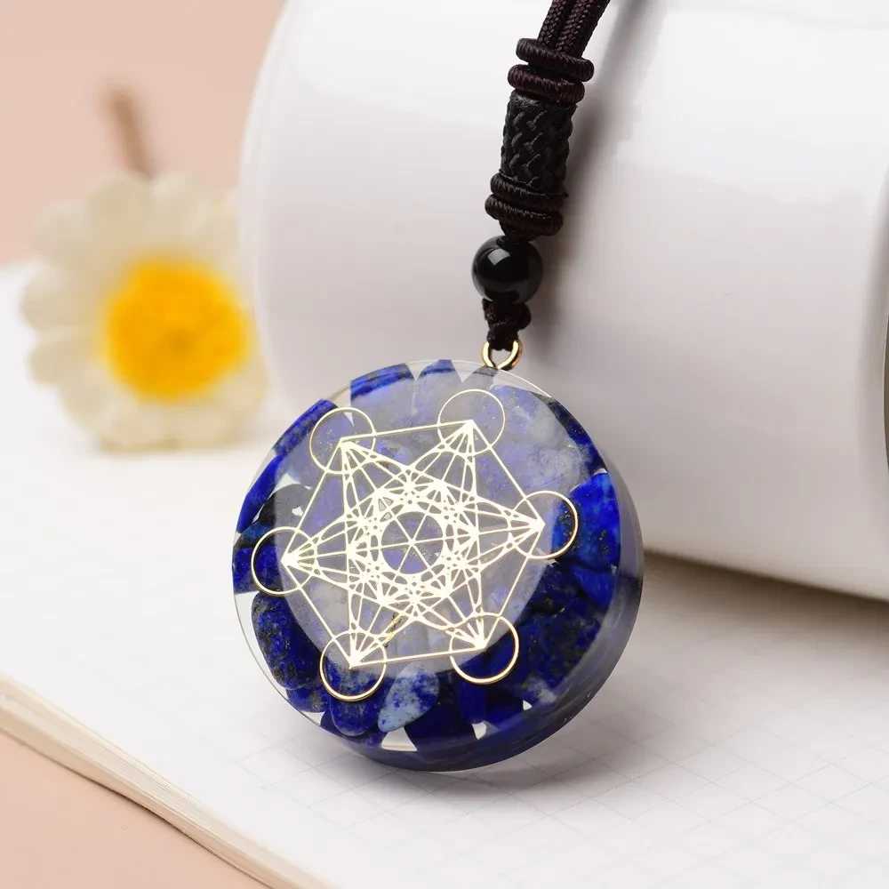 Metatron Cube Turquoise Ogan Pendant Melon Tower Cube Aura Protection Energy Pendant Necklace