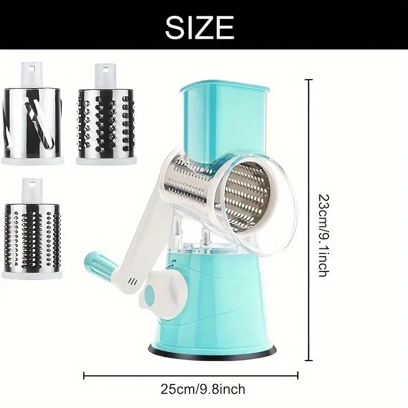 1 Set Multifunctional 3-in-1 Manual Plastic Tabletop Drum Cheese Grater