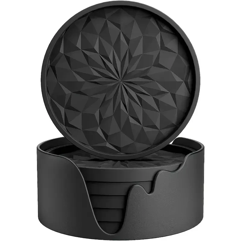 6-Pack Silicone Coasters with Holder