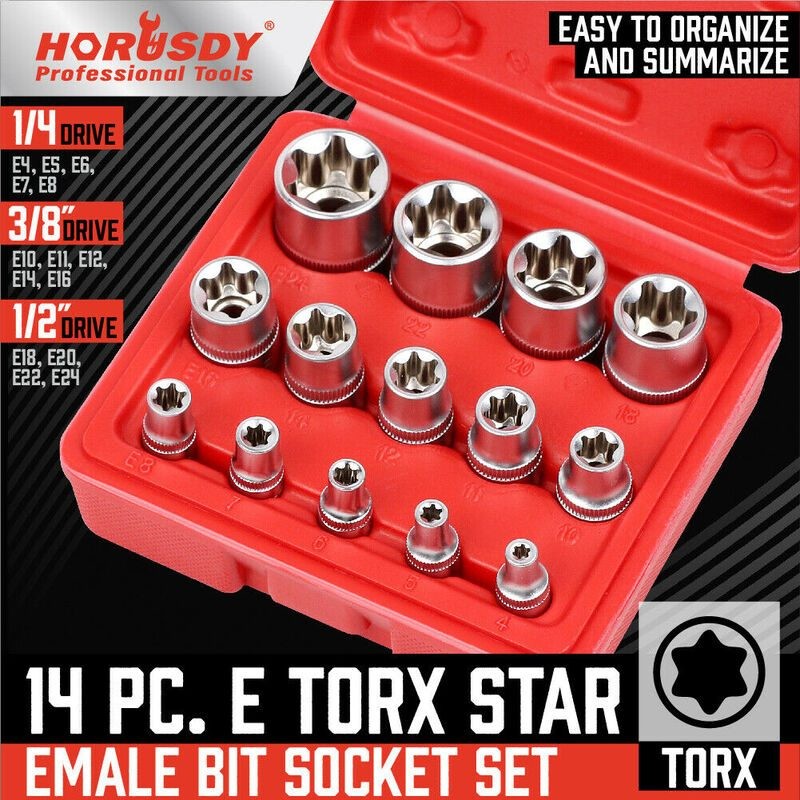 HORUSDY Torx Socket Set Female Start Bit Set