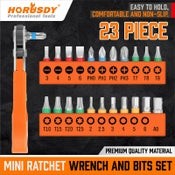 HORUSDY 1/4" Mini Ratchet Wrench Quarters Screwdriver Bits Set