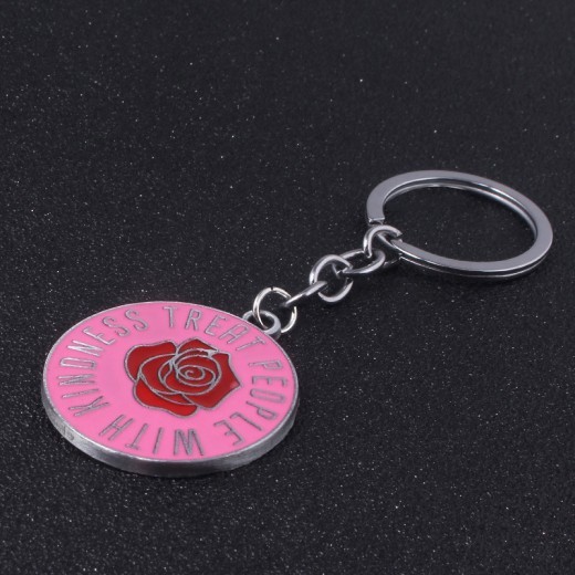 Red rose flower keychain