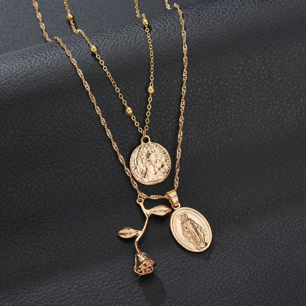Multi-layer rose necklace