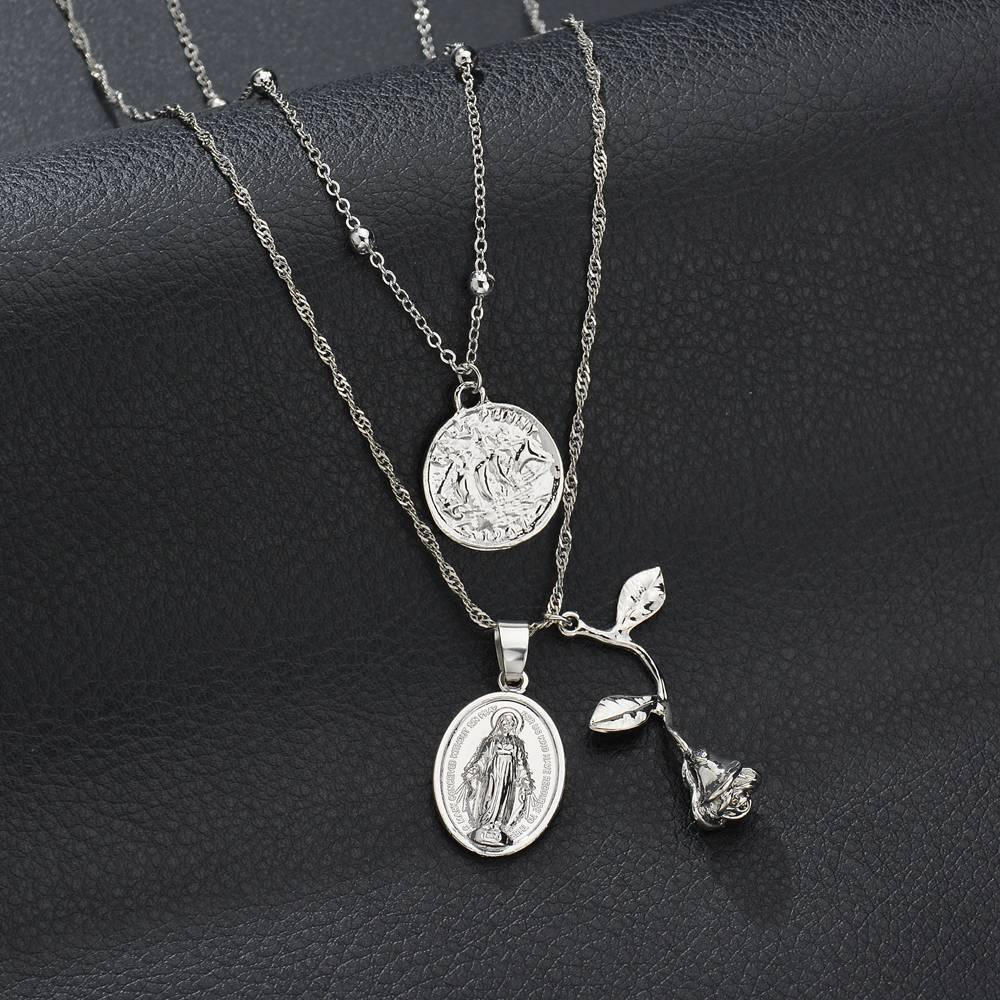 Multi-layer rose necklace