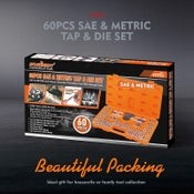 60pcs Tap and Die Set SAE Inch and Metric Sizes