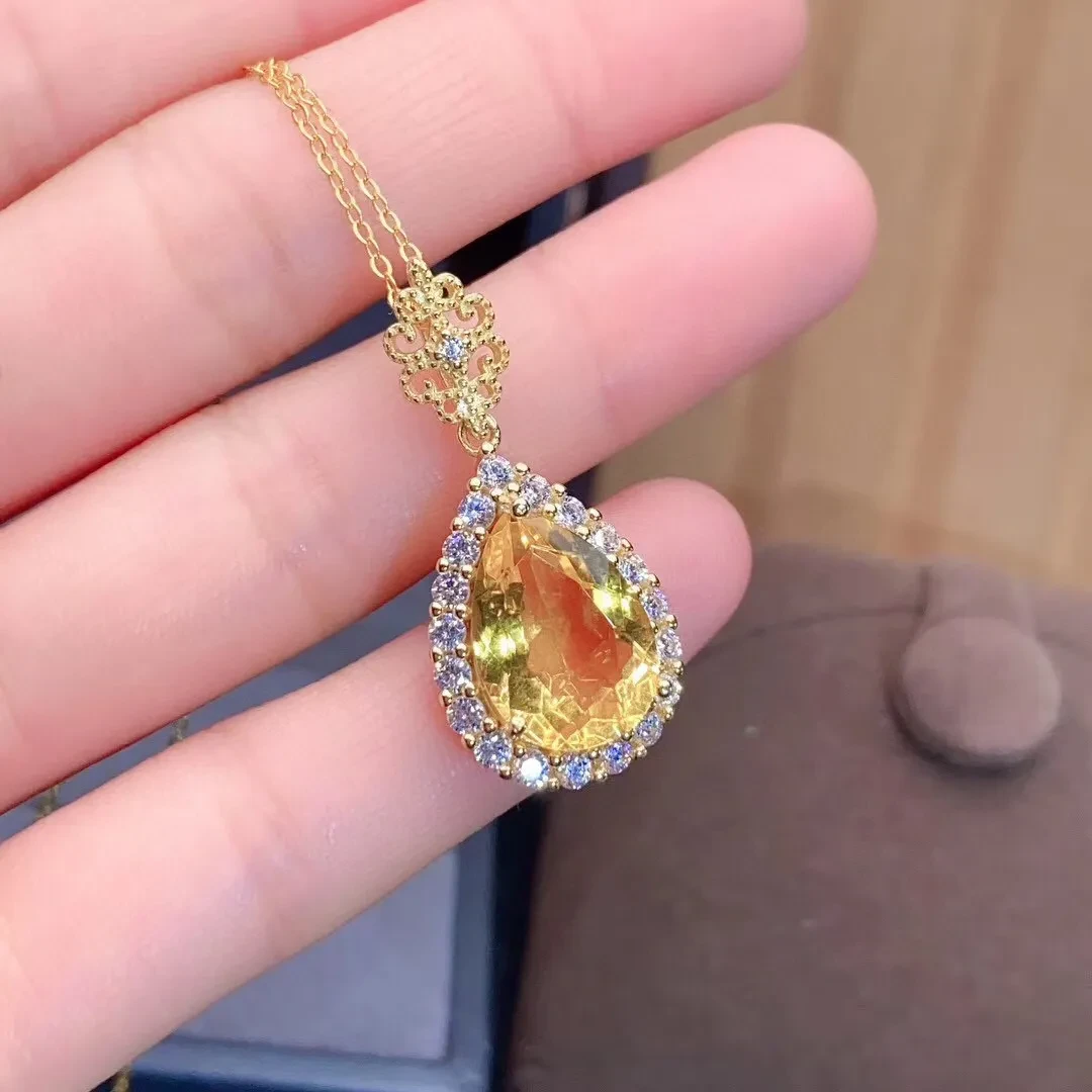 Citrine Pendant Necklace Female Crystal
