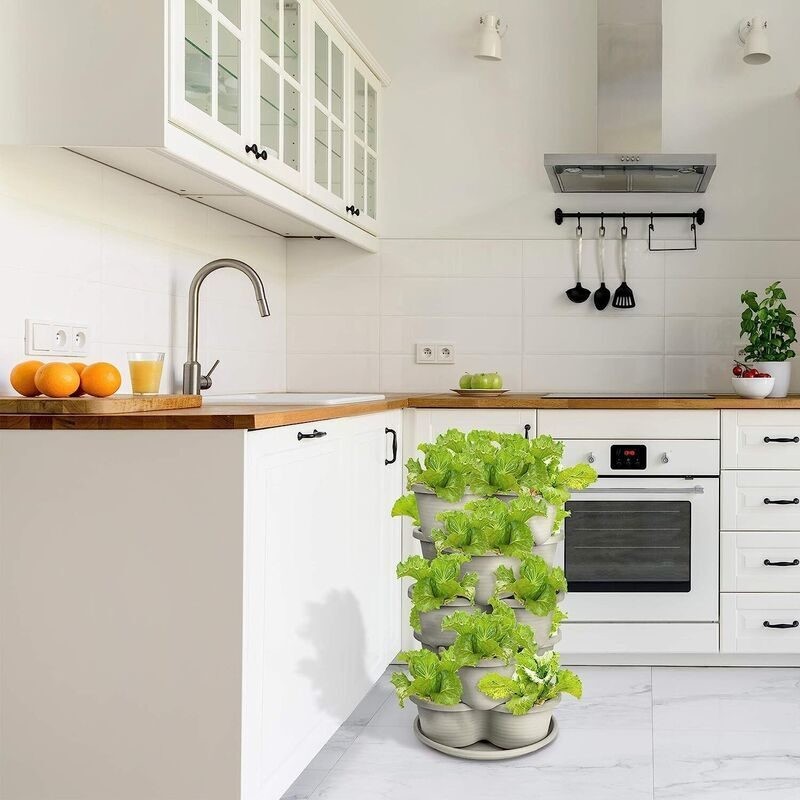 5 Tier Garden Tower Stackable Planter Pots