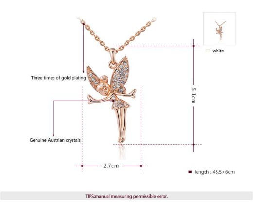 Crystal Fairy Necklace in 18K Rose Gold
