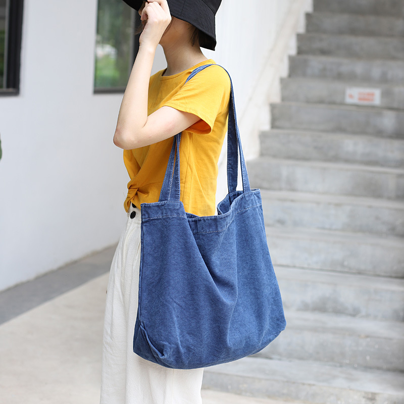 Tote Bag Casual Large-Capacity Canvas Bag Solid Color