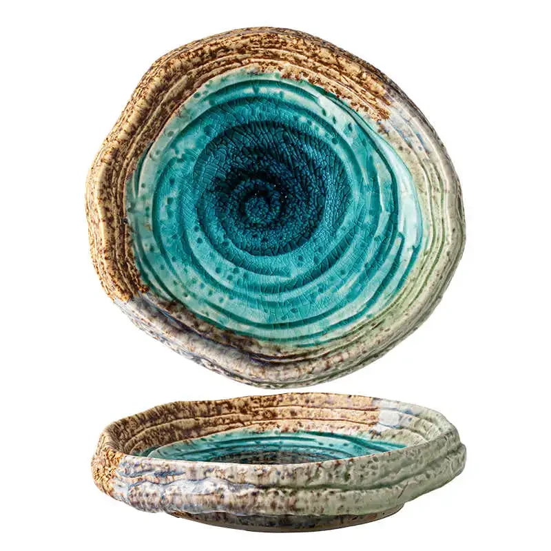 Retro Ceramic 7-inch Ice Crack Shaped Salad Dish