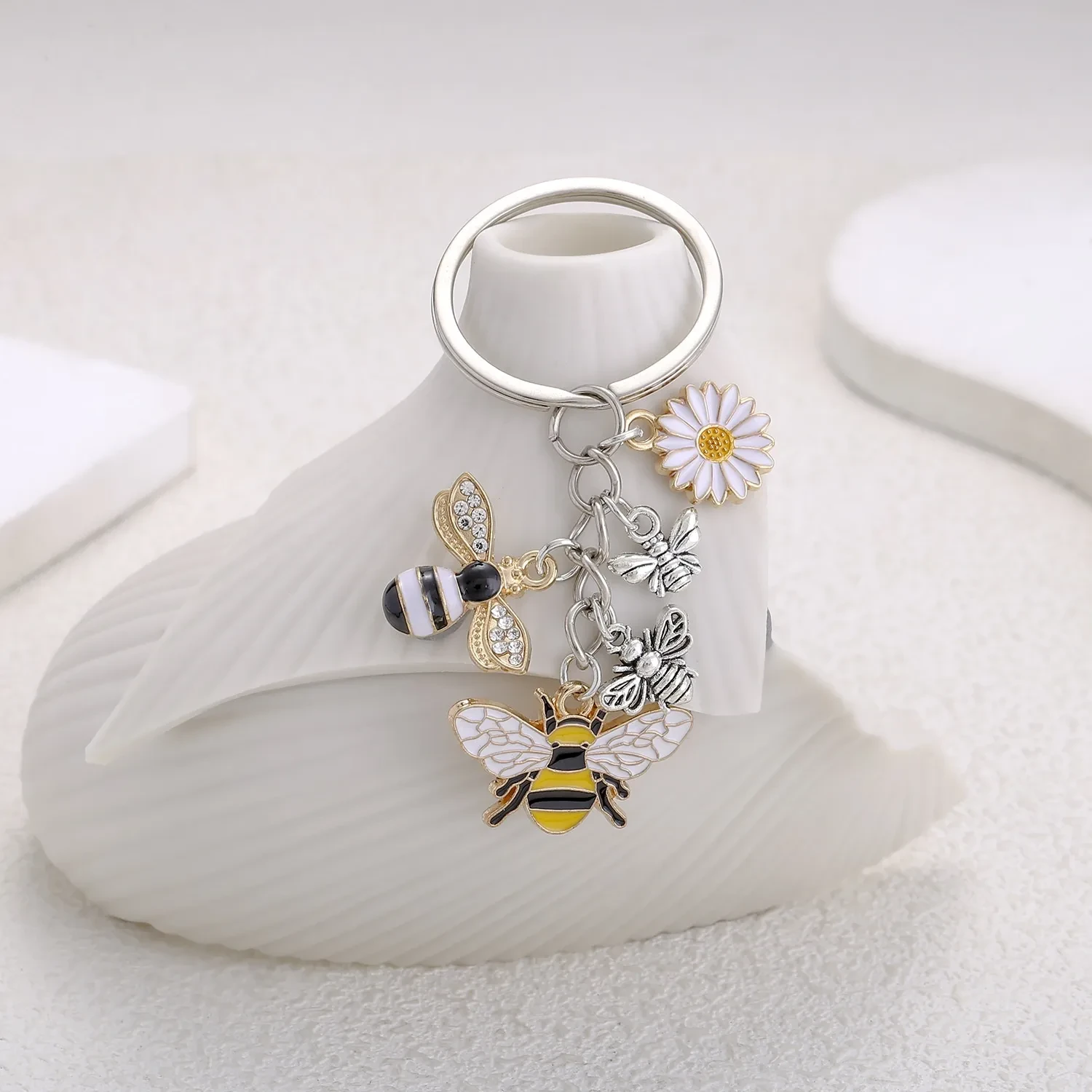 Oil Dripping Bee SUNFLOWER Keychain