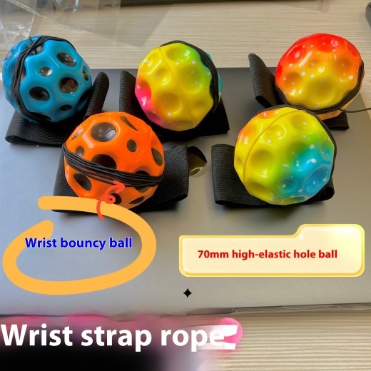 70mm Solid Wrist Elastic Holed Balls Decompression Toy