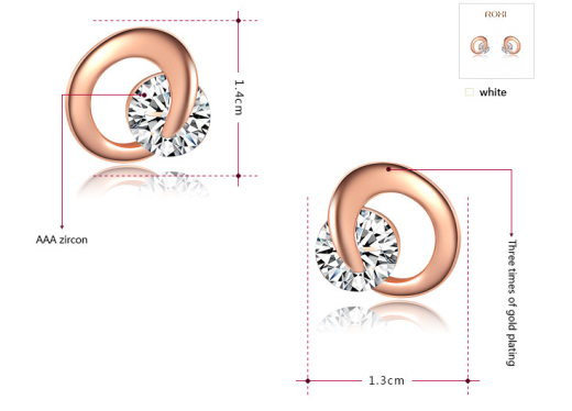 Jewelry earrings rose gold C simple earrings