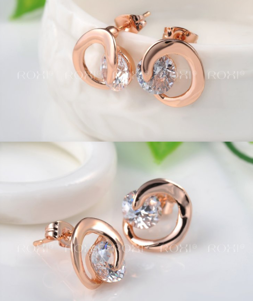 Jewelry earrings rose gold C simple earrings