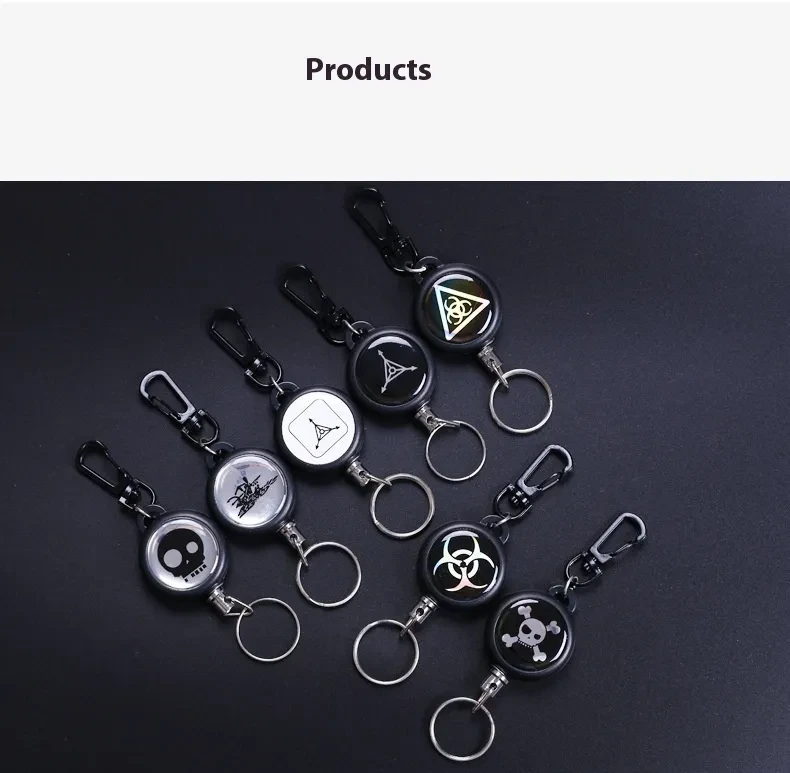 Outdoor Anti-theft Wire Rope High Rebound Retractable Key Ring