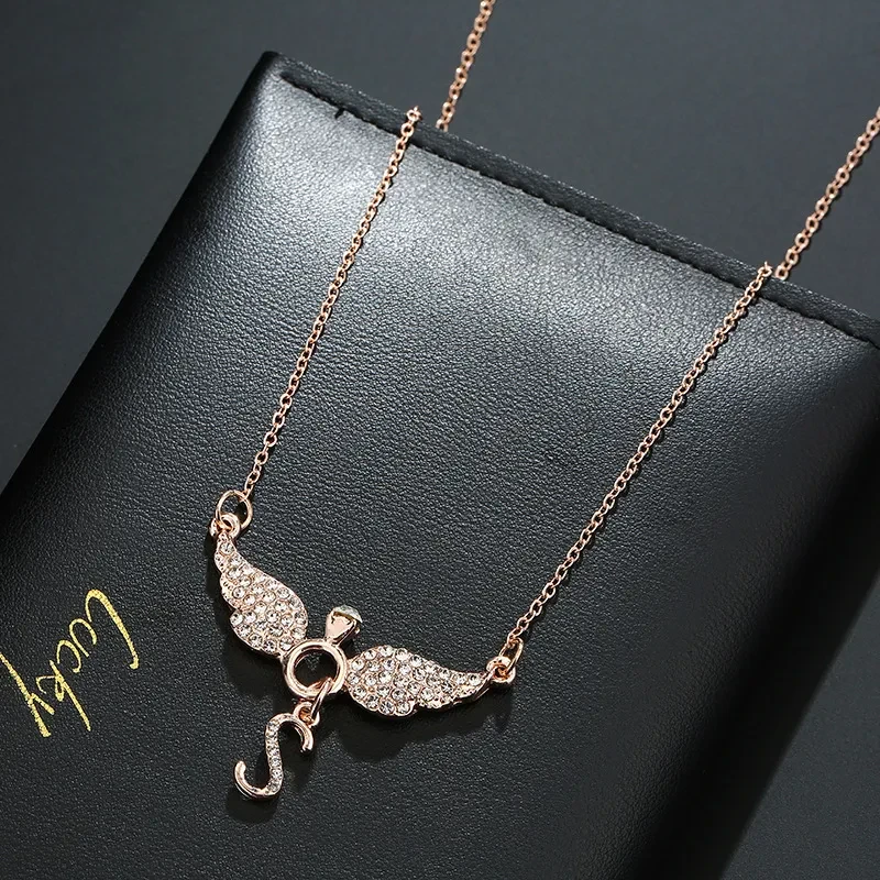 Personalized crystal Angel Pendant Necklace