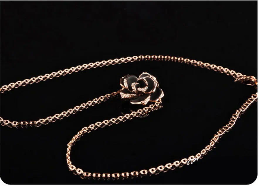 Beautiful black rose necklace pendant