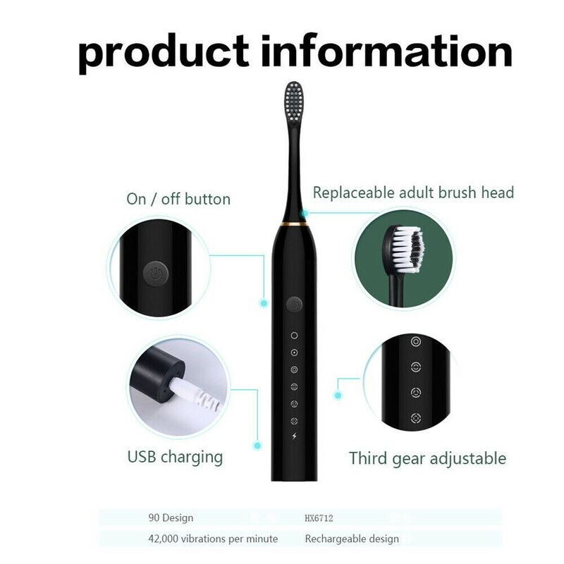 Rechargeable Sonic Electric Toothbrush Black