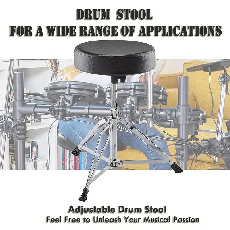 Adjustable Height 5A Sticks Comfort-Padded Drum Throne