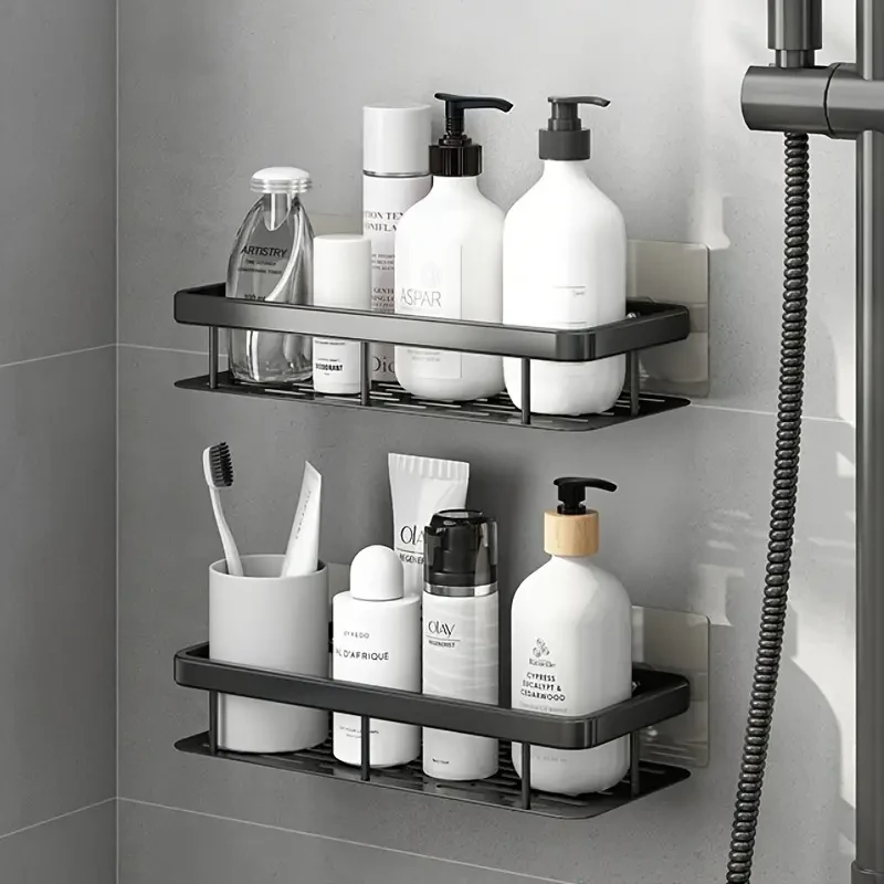 Easy-Install Aluminum Wall Shelf - No-Drill Bathroom, Kitchen & Toilet Shelf