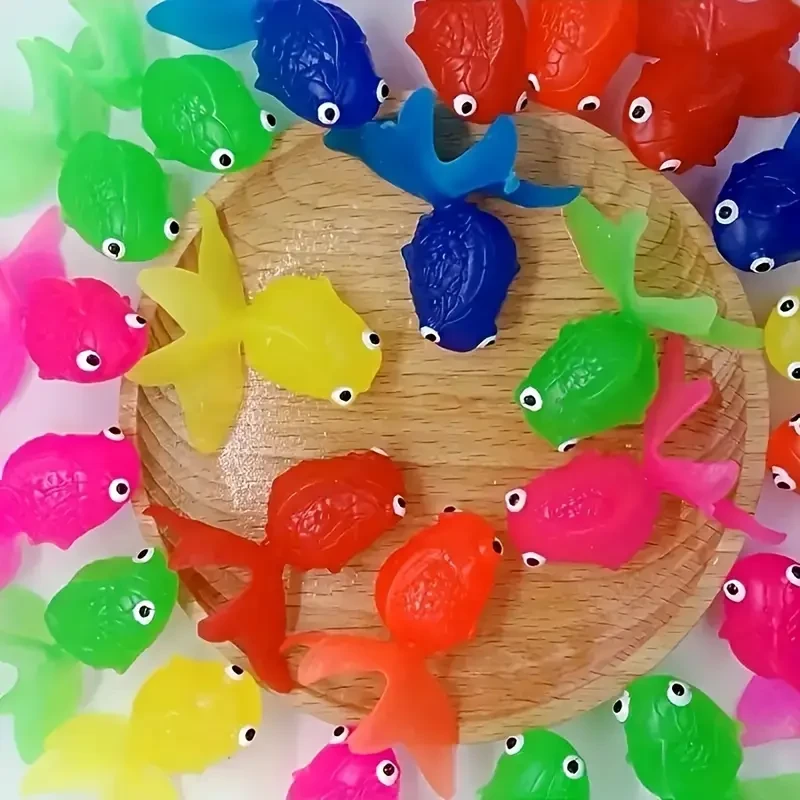 12-Pack Floating Rubber Goldfish Toys