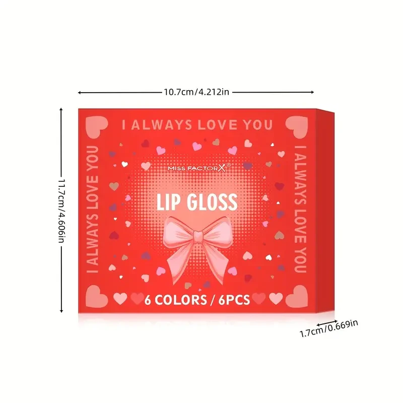 6pcs MISS FACTORX Lip Gloss Set for Women