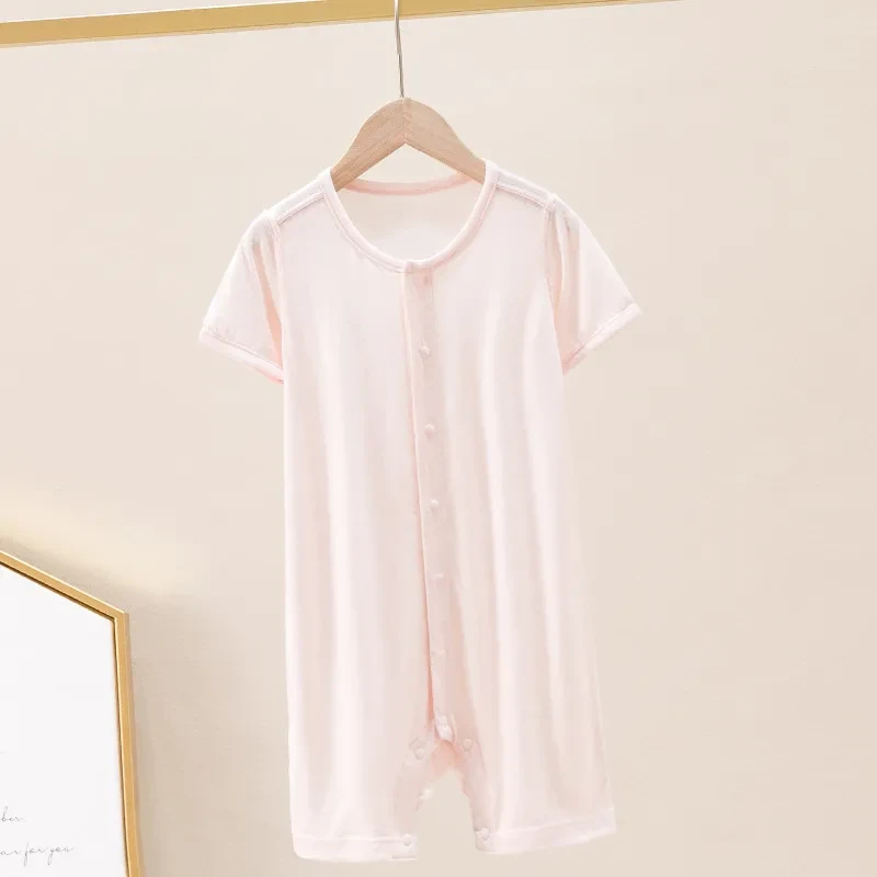 Bamboo Fiber Clothes For Babies Thin Baby Short Sleeve Jumpsuit